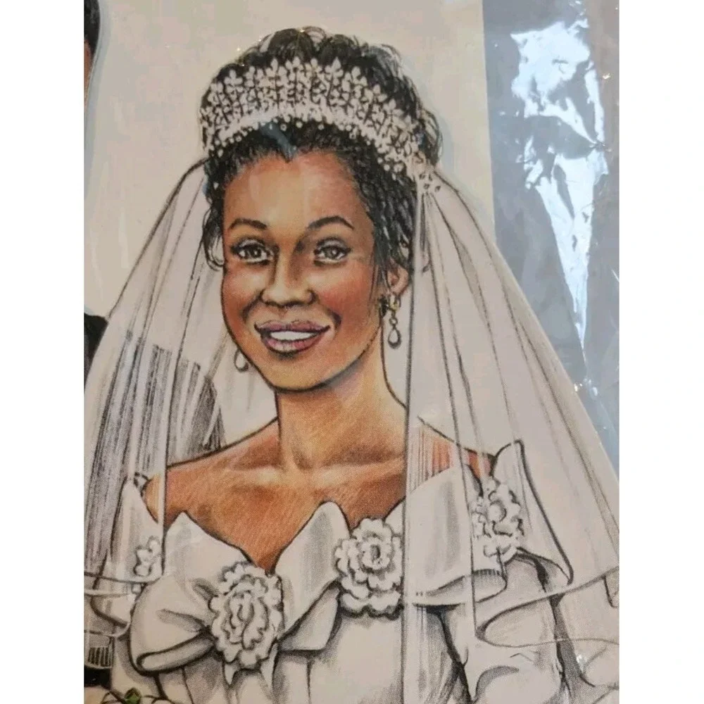 90s Wedding Centerpiece African American Bride & Groom Honeycomb NOS Beistle Vtg